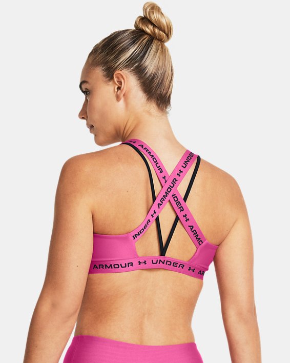 Brassière de sport à dos croisé et maintien léger UA pour femme, Pink, pdpMainDesktop image number 1